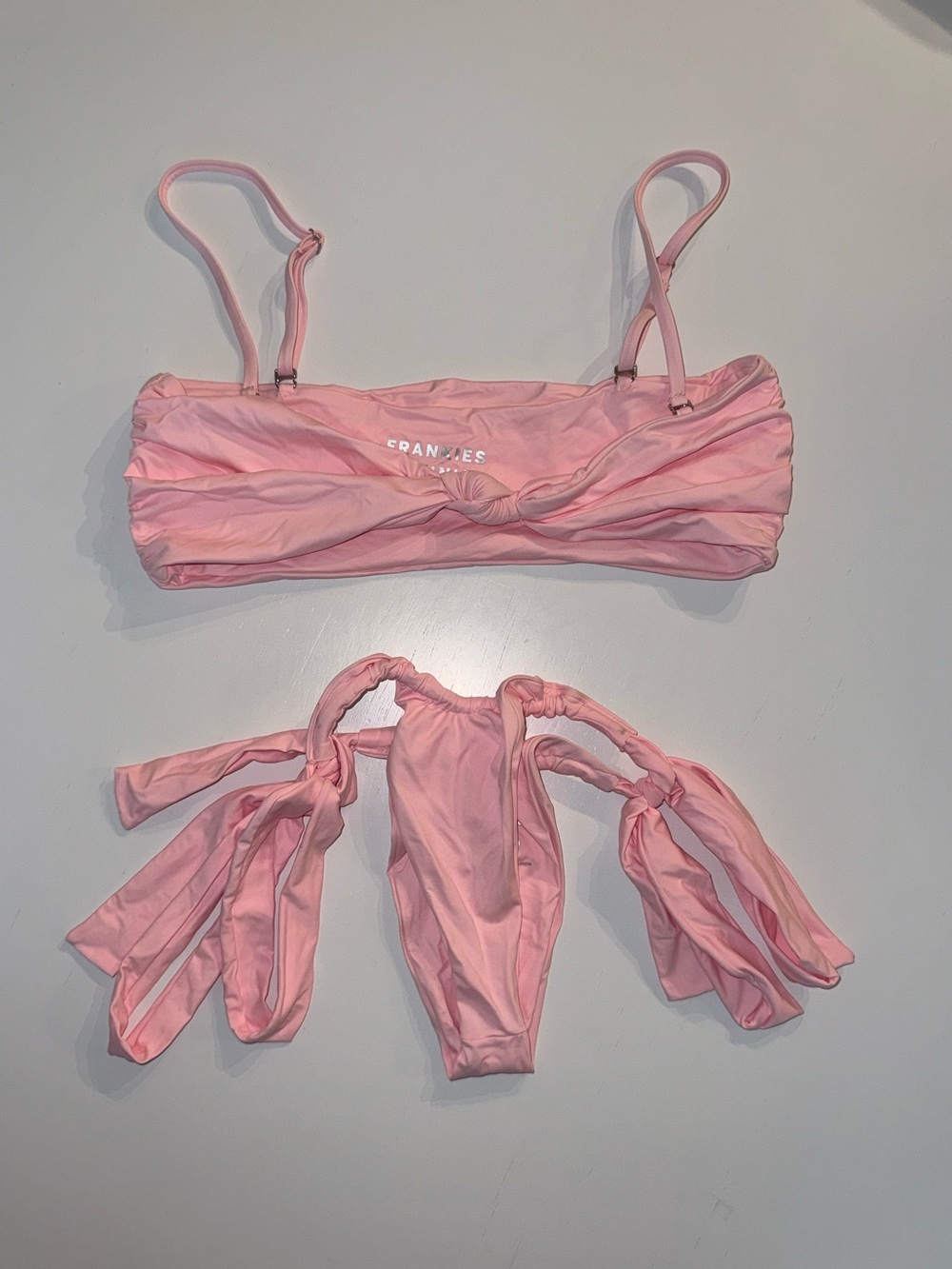 Frankie’s Bikinis Pink Tie-Detail Bikini Set